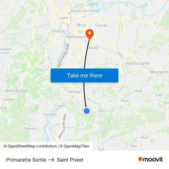 Primarette Sortie to Saint Priest map