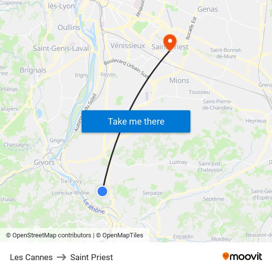 Les Cannes to Saint Priest map