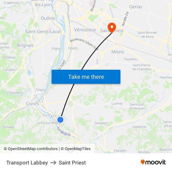 Transport Labbey to Saint Priest map