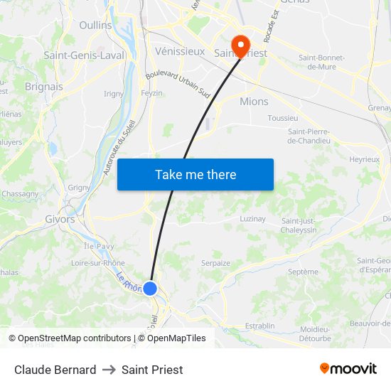 Claude Bernard to Saint Priest map