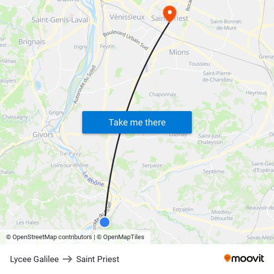 Lycee Galilee to Saint Priest map