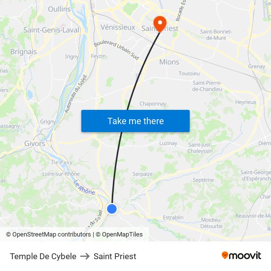 Temple De Cybele to Saint Priest map