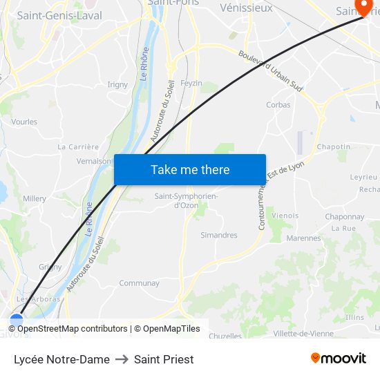 Lycée Notre-Dame to Saint Priest map