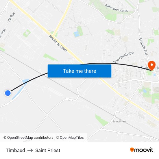 Timbaud to Saint Priest map
