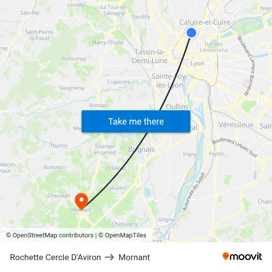 Rochette Cercle D'Aviron to Mornant map
