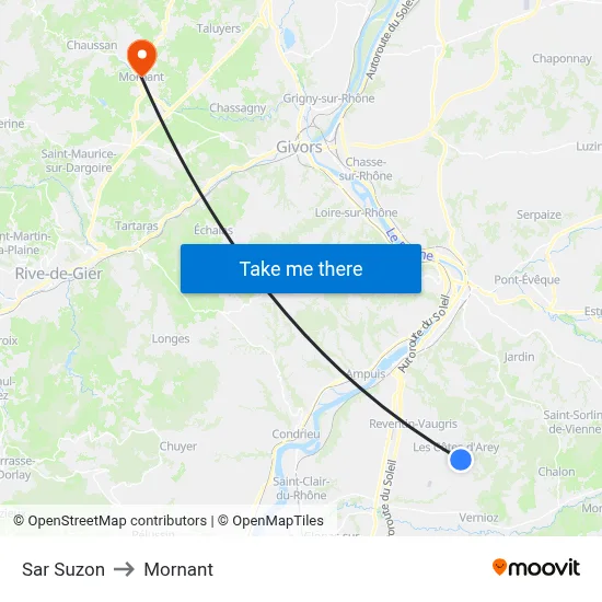 Sar Suzon to Mornant map