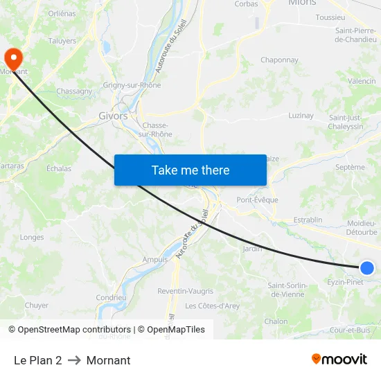 Le Plan 2 to Mornant map