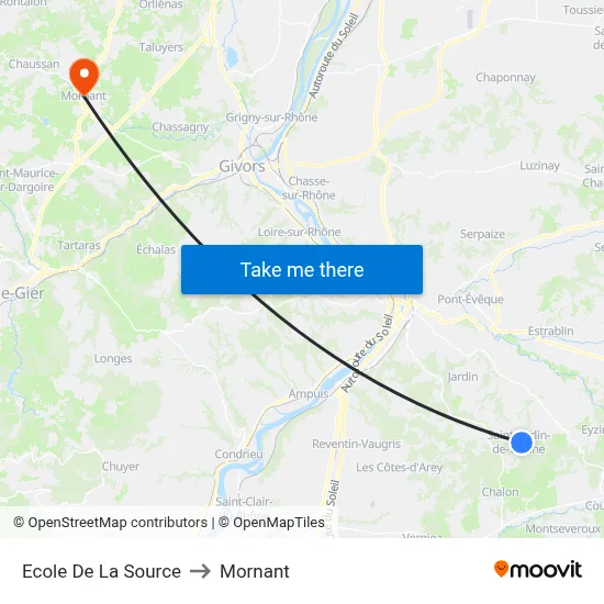 Ecole De La Source to Mornant map
