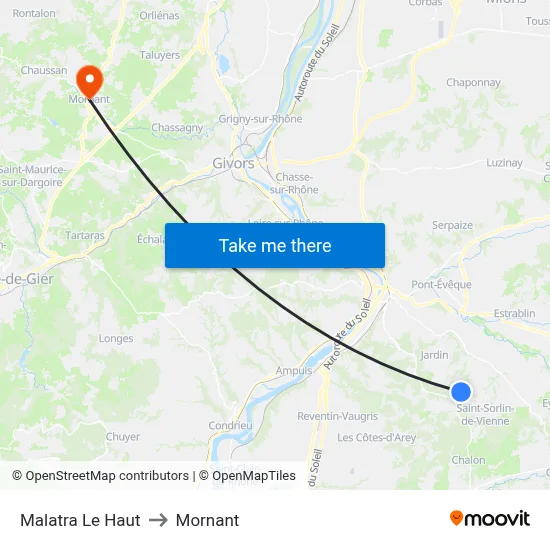Malatra Le Haut to Mornant map