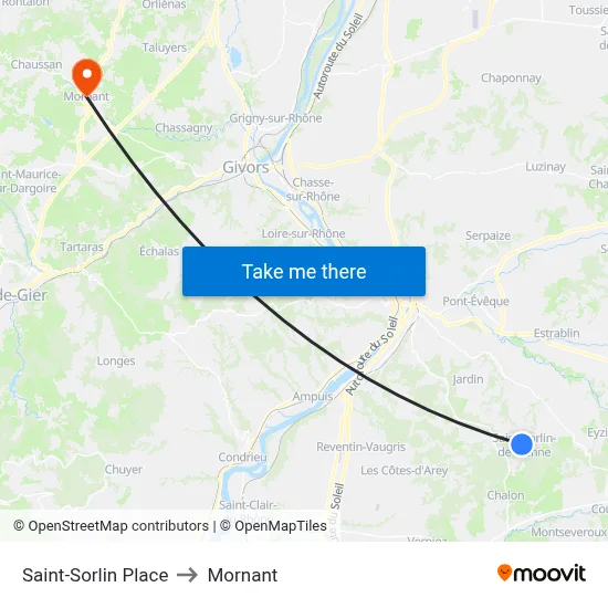 Saint-Sorlin Place to Mornant map