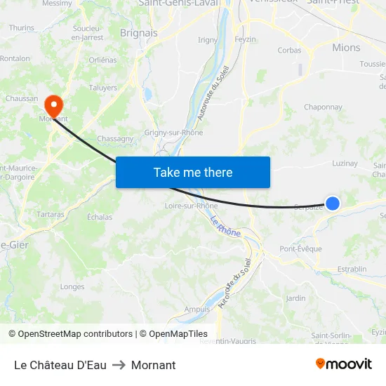 Le Château D'Eau to Mornant map