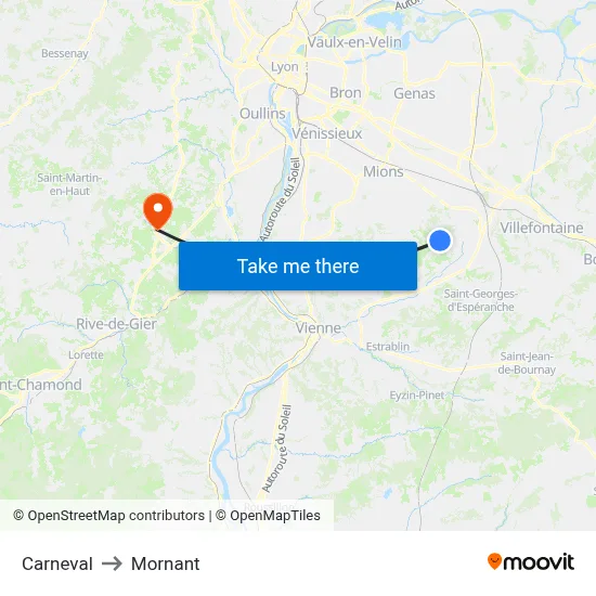 Carneval to Mornant map