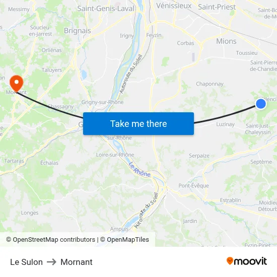 Le Sulon to Mornant map