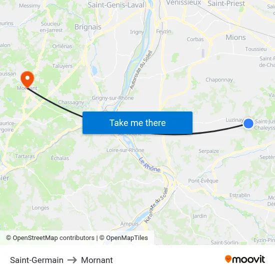 Saint-Germain to Mornant map