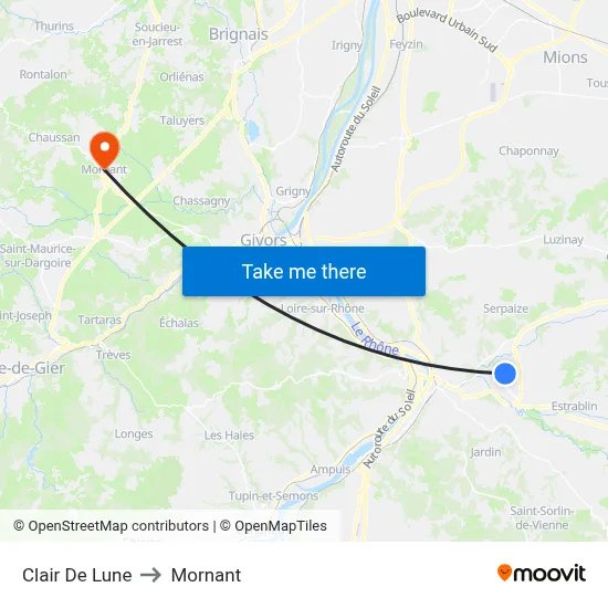 Clair De Lune to Mornant map