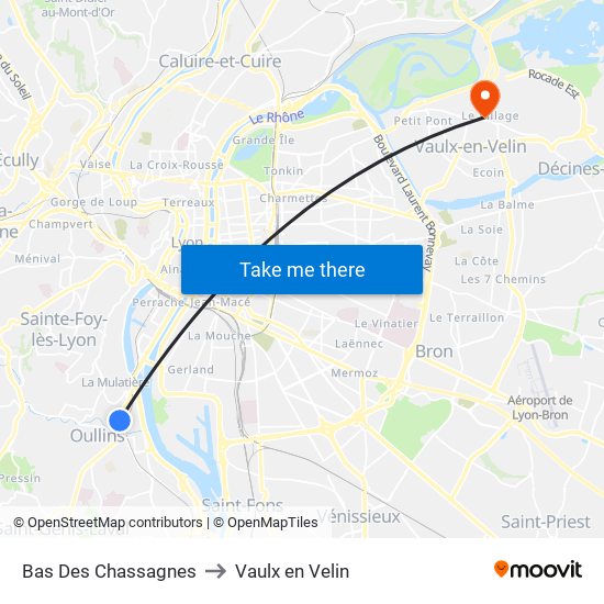 Bas Des Chassagnes to Vaulx en Velin map