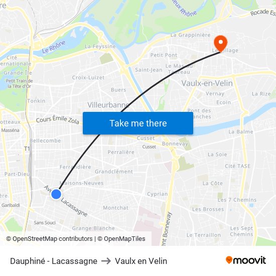 Dauphiné - Lacassagne to Vaulx en Velin map