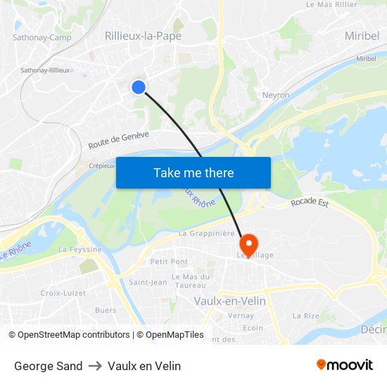 George Sand to Vaulx en Velin map