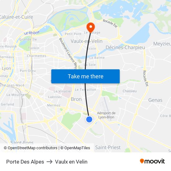 Porte Des Alpes to Vaulx en Velin map