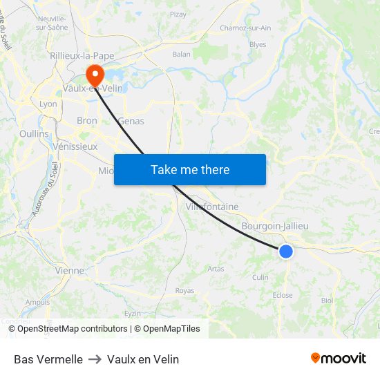 Bas Vermelle to Vaulx en Velin map