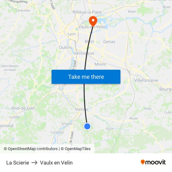La Scierie to Vaulx en Velin map