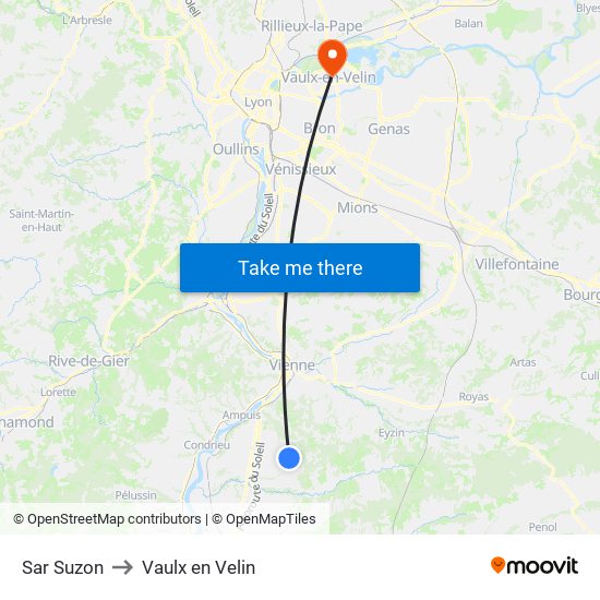 Sar Suzon to Vaulx en Velin map