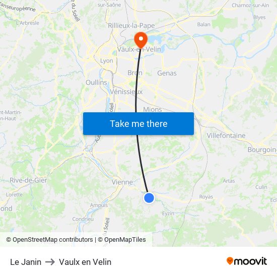 Le Janin to Vaulx en Velin map