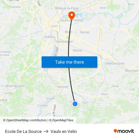 Ecole De La Source to Vaulx en Velin map