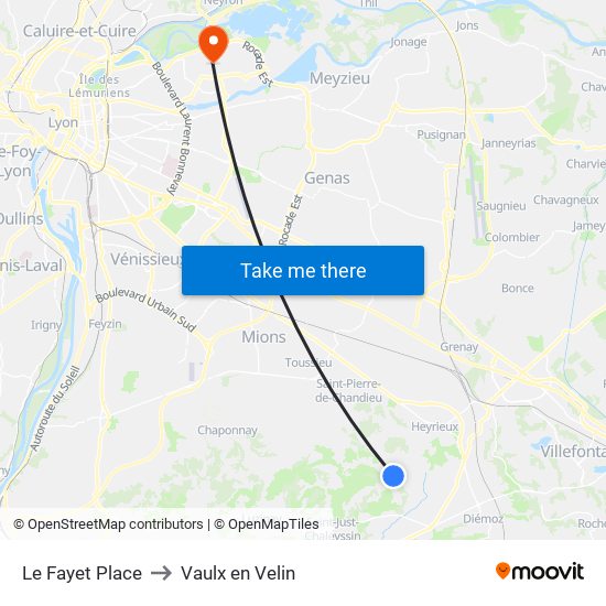 Le Fayet Place to Vaulx en Velin map