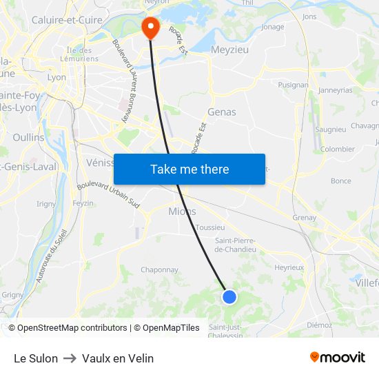 Le Sulon to Vaulx en Velin map