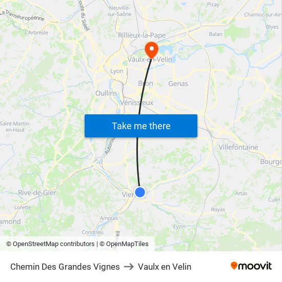 Chemin Des Grandes Vignes to Vaulx en Velin map