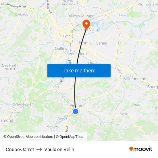 Coupe-Jarret to Vaulx en Velin map