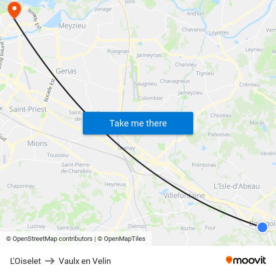 L'Oiselet to Vaulx en Velin map