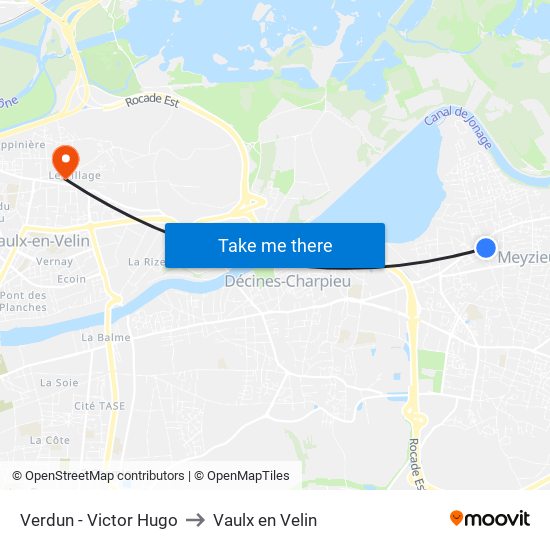 Verdun - Victor Hugo to Vaulx en Velin map