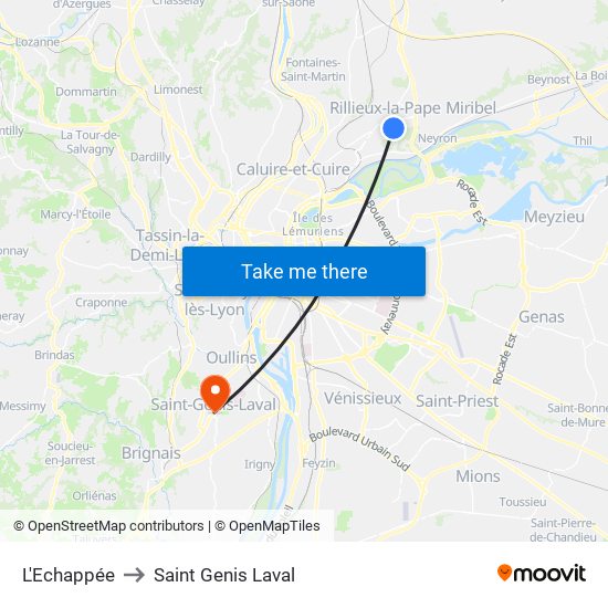 L'Echappée to Saint Genis Laval map