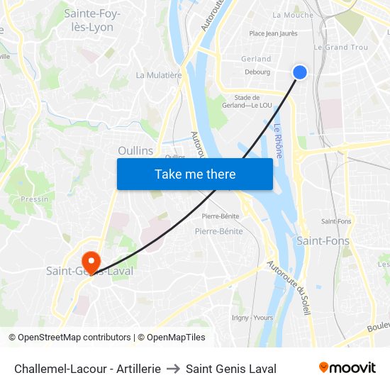 Challemel-Lacour - Artillerie to Saint Genis Laval map