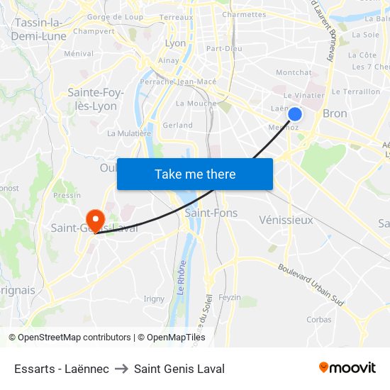 Essarts - Laënnec to Saint Genis Laval map