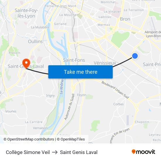 Collège Simone Veil to Saint Genis Laval map