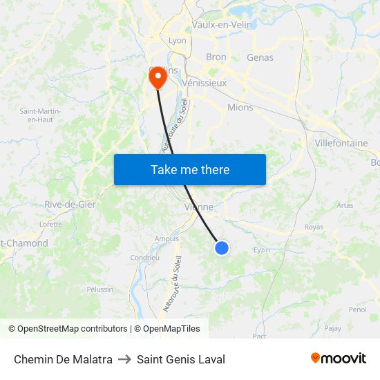 Chemin De Malatra to Saint Genis Laval map