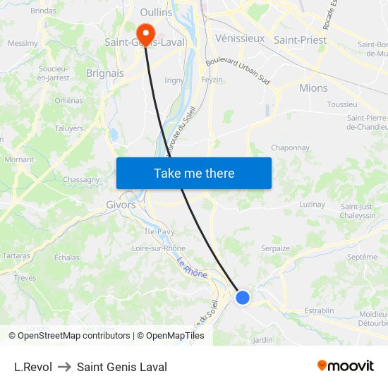 L.Revol to Saint Genis Laval map