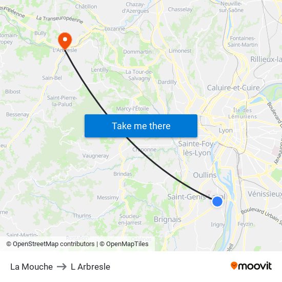 La Mouche to L Arbresle map