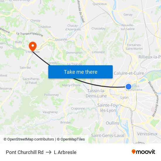 Pont Churchill Rd to L Arbresle map