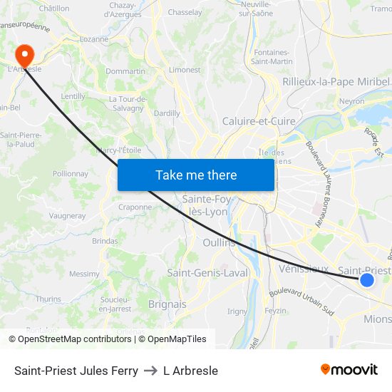 Saint-Priest Jules Ferry to L Arbresle map