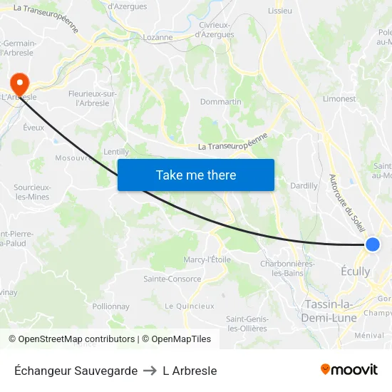Échangeur Sauvegarde to L Arbresle map