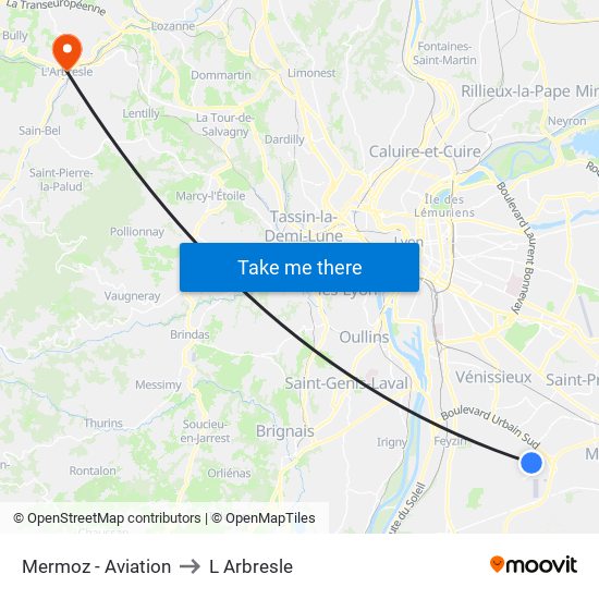 Mermoz - Aviation to L Arbresle map