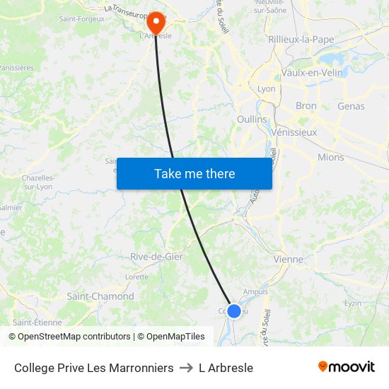 College Prive Les Marronniers to L Arbresle map