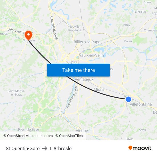 St Quentin-Gare to L Arbresle map