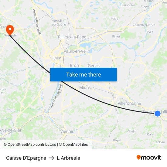Caisse D'Epargne to L Arbresle map