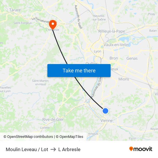 Moulin Leveau / Lot to L Arbresle map