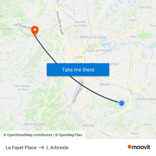 Le Fayet Place to L Arbresle map